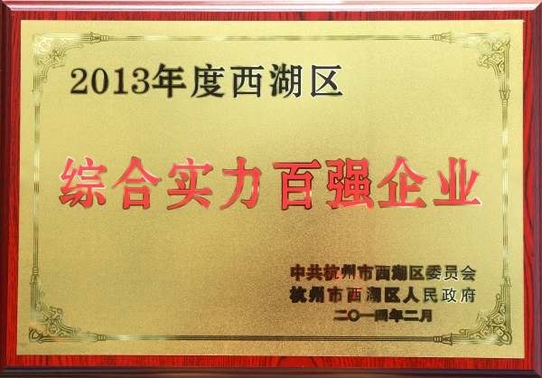 2013年度西湖區(qū)綜合實力百強(qiáng)企業(yè)